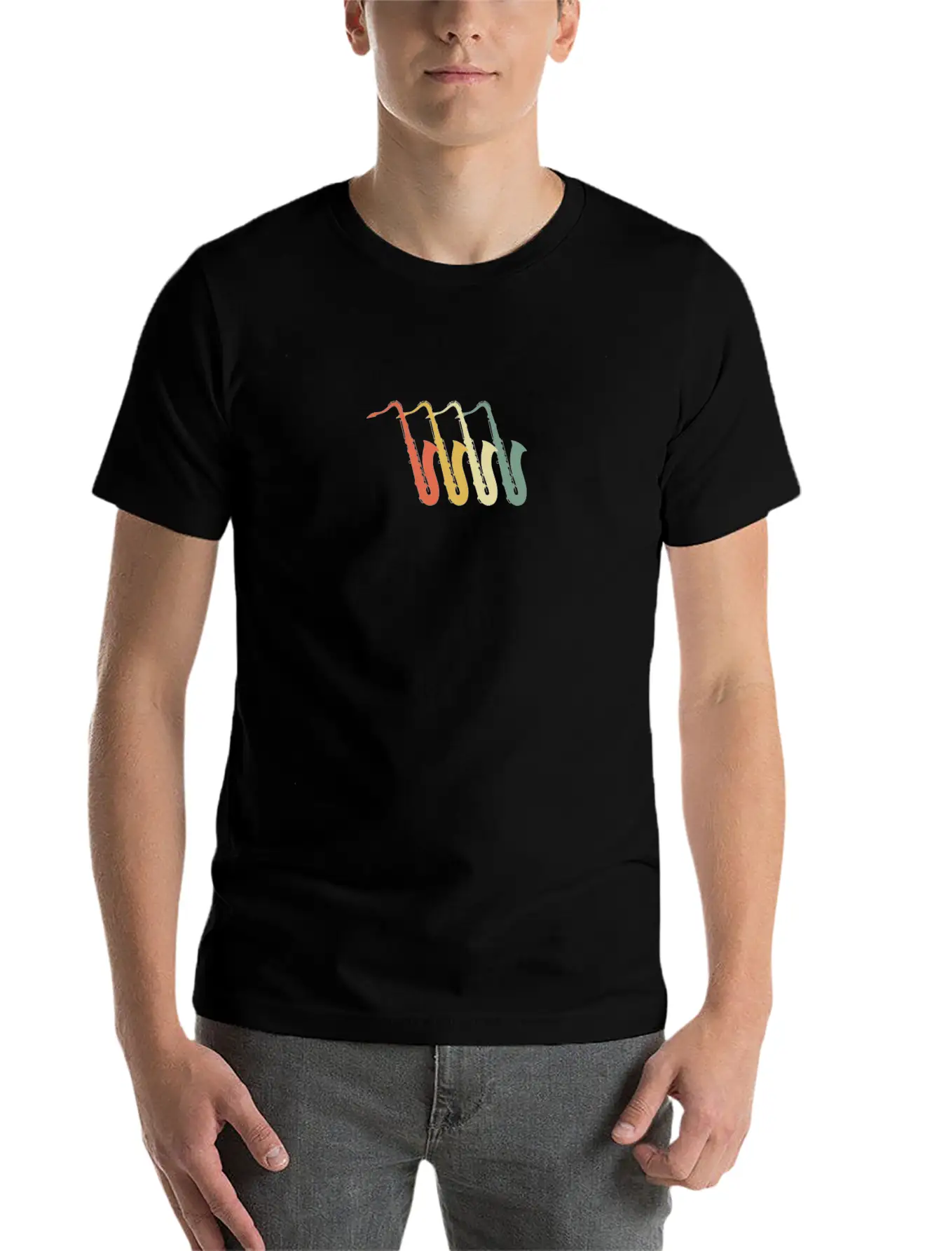 Saxophone 70s Style Stylish Everyday T-Shirt – Unisex Basic Cotton Tee