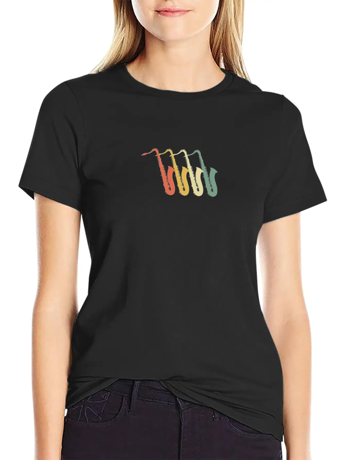 Saxophone 70s Style Stylish Everyday T-Shirt – Unisex Basic Cotton Tee