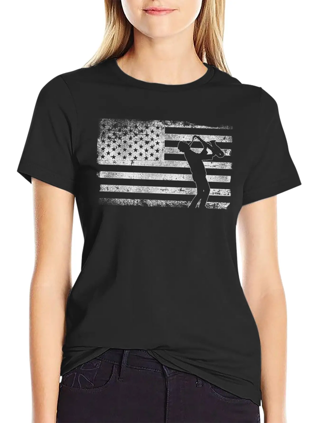 Saxophone American Flag Timeless Short Sleeve Tee – Comfy And Minimalist Design