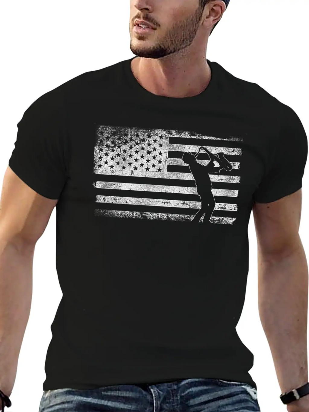 Saxophone American Flag Timeless Short Sleeve Tee – Comfy And Minimalist Design