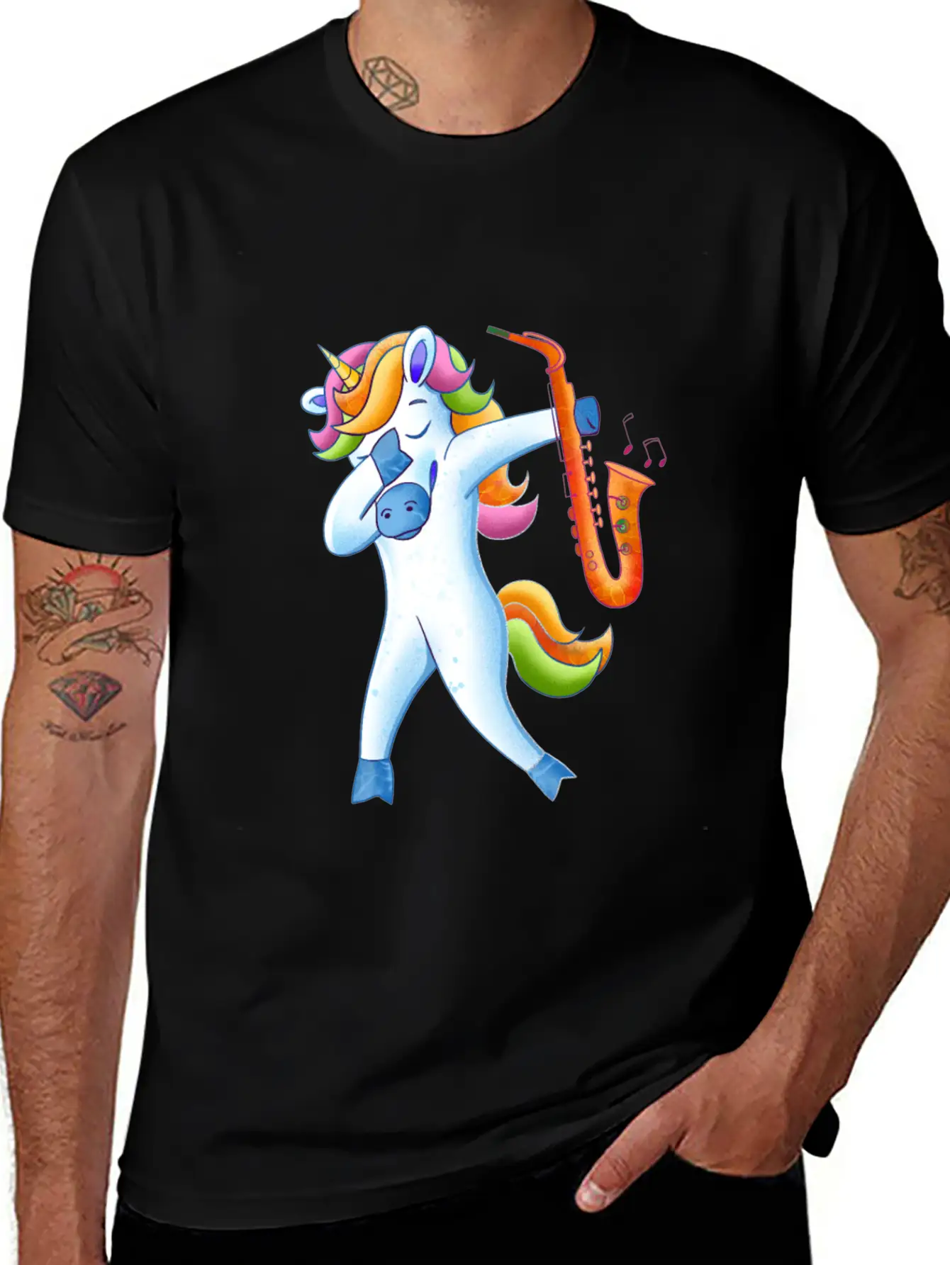 Saxophone Dabbing Unicorn Timeless Short Sleeve Tee – Comfy And Minimalist Design