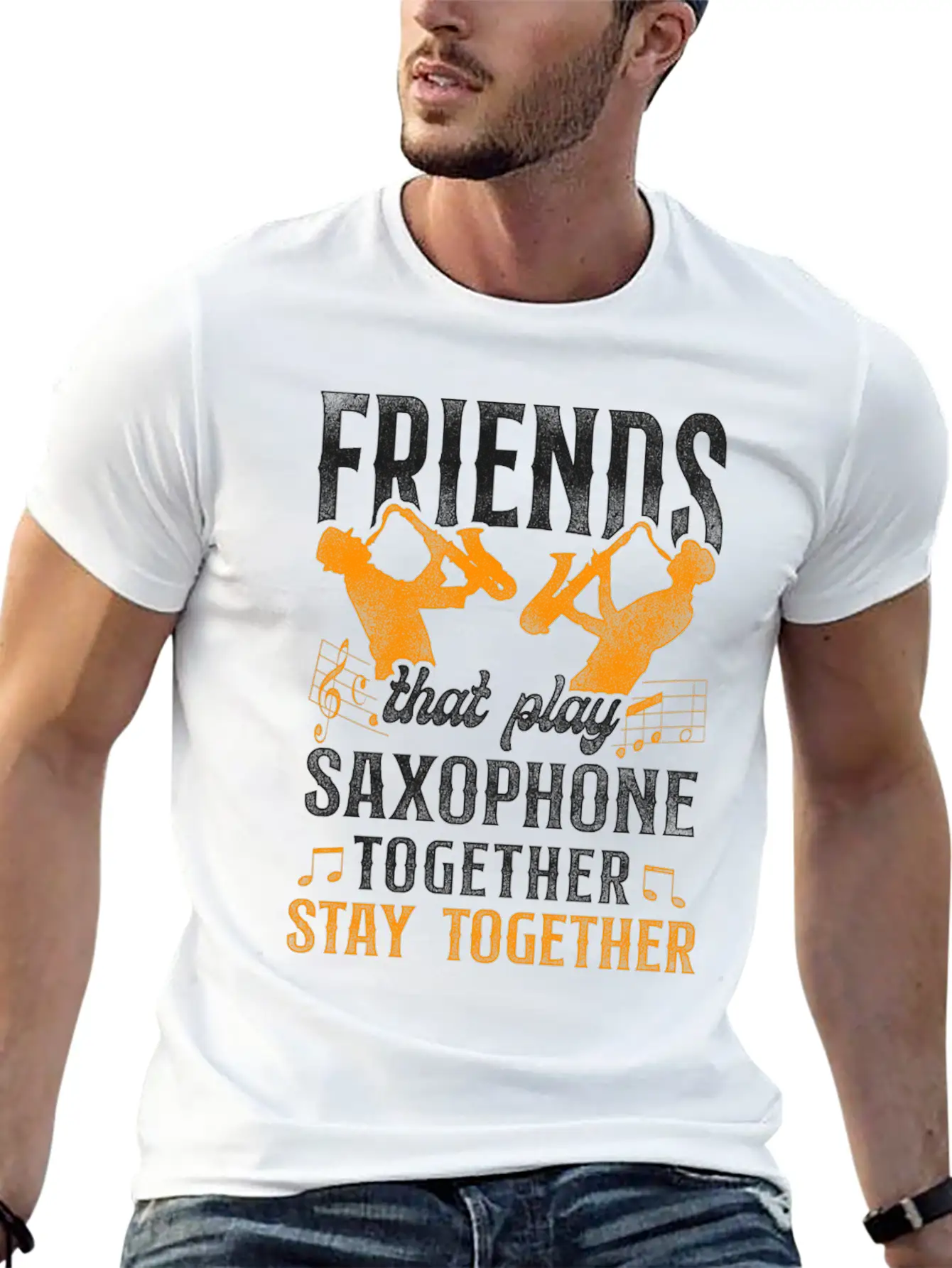 Saxophone Friends Besties Buddies Classic Cotton Tee – Unisex Comfort For Any Season