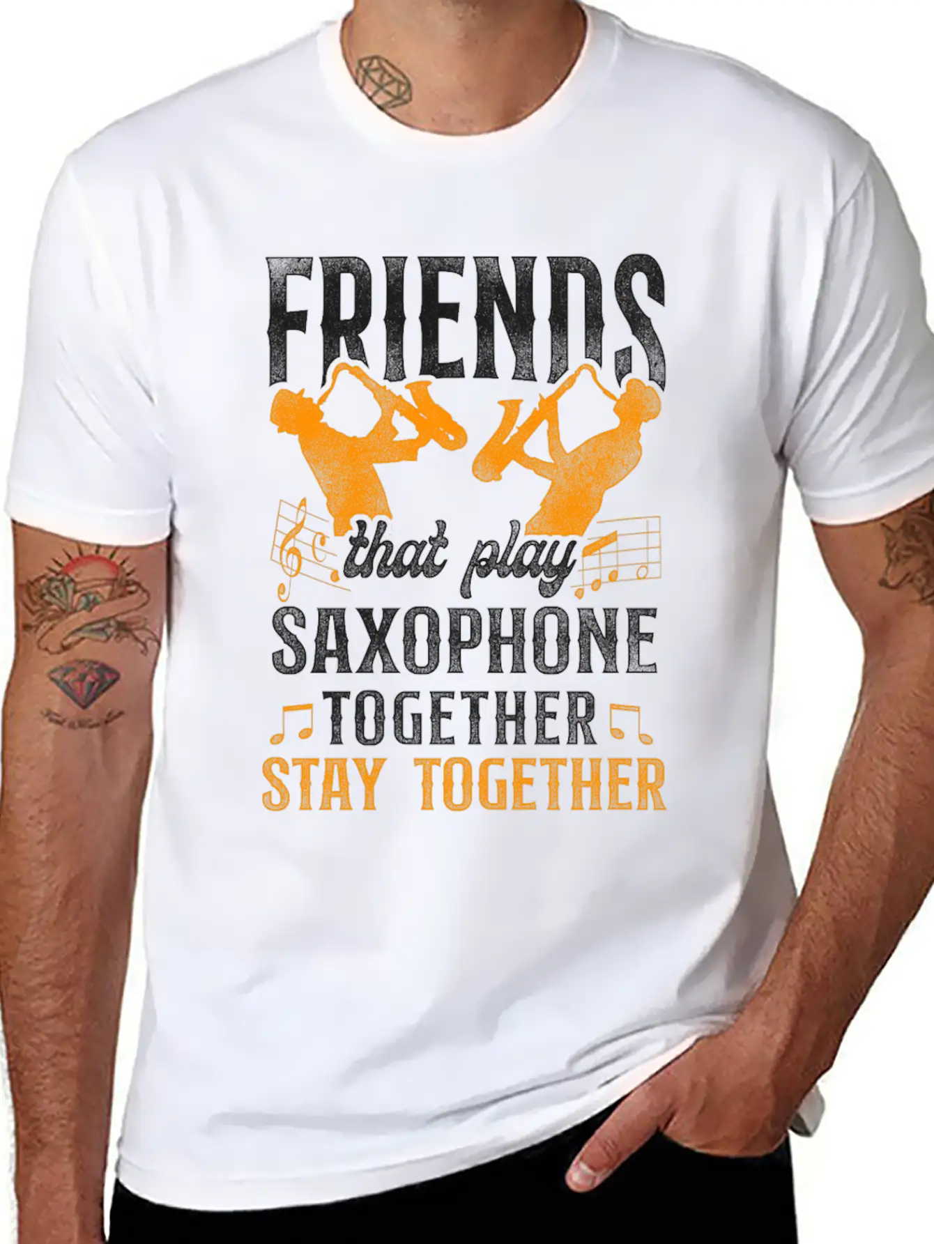 Saxophone Friends Besties Buddies Classic Cotton Tee – Unisex Comfort For Any Season