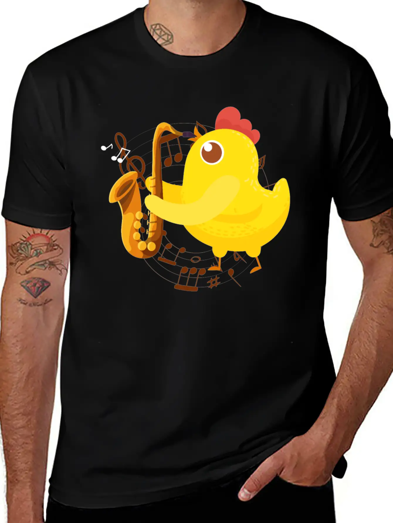 Saxophone Girl Chicken Saxophone Classic Cotton Tee – Unisex Comfort For Any Season