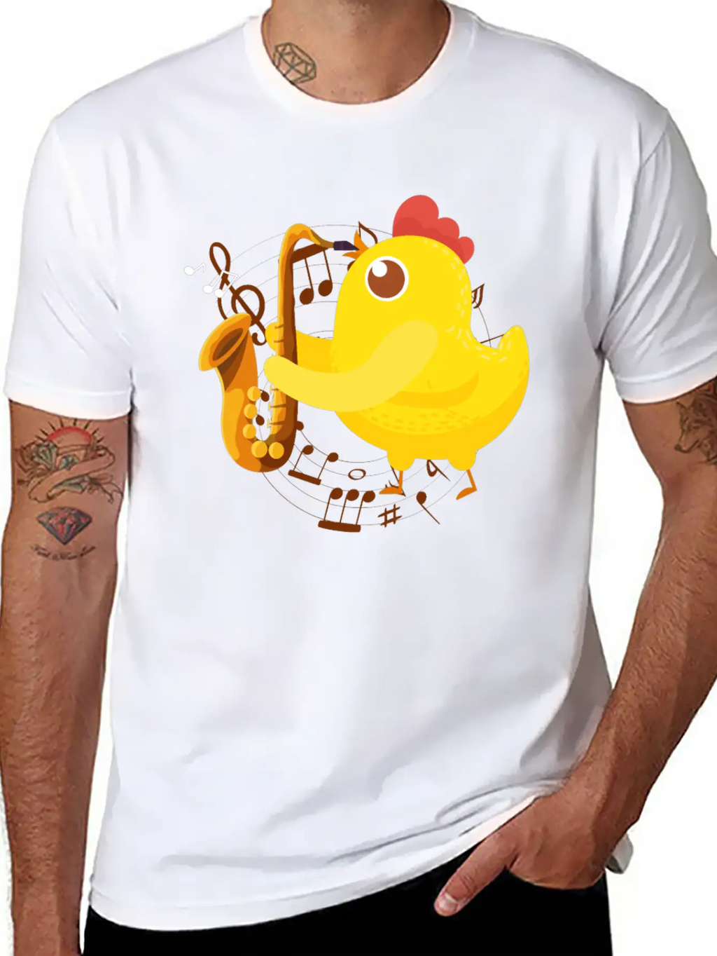 Saxophone Girl Chicken Saxophone Classic Cotton Tee – Unisex Comfort For Any Season