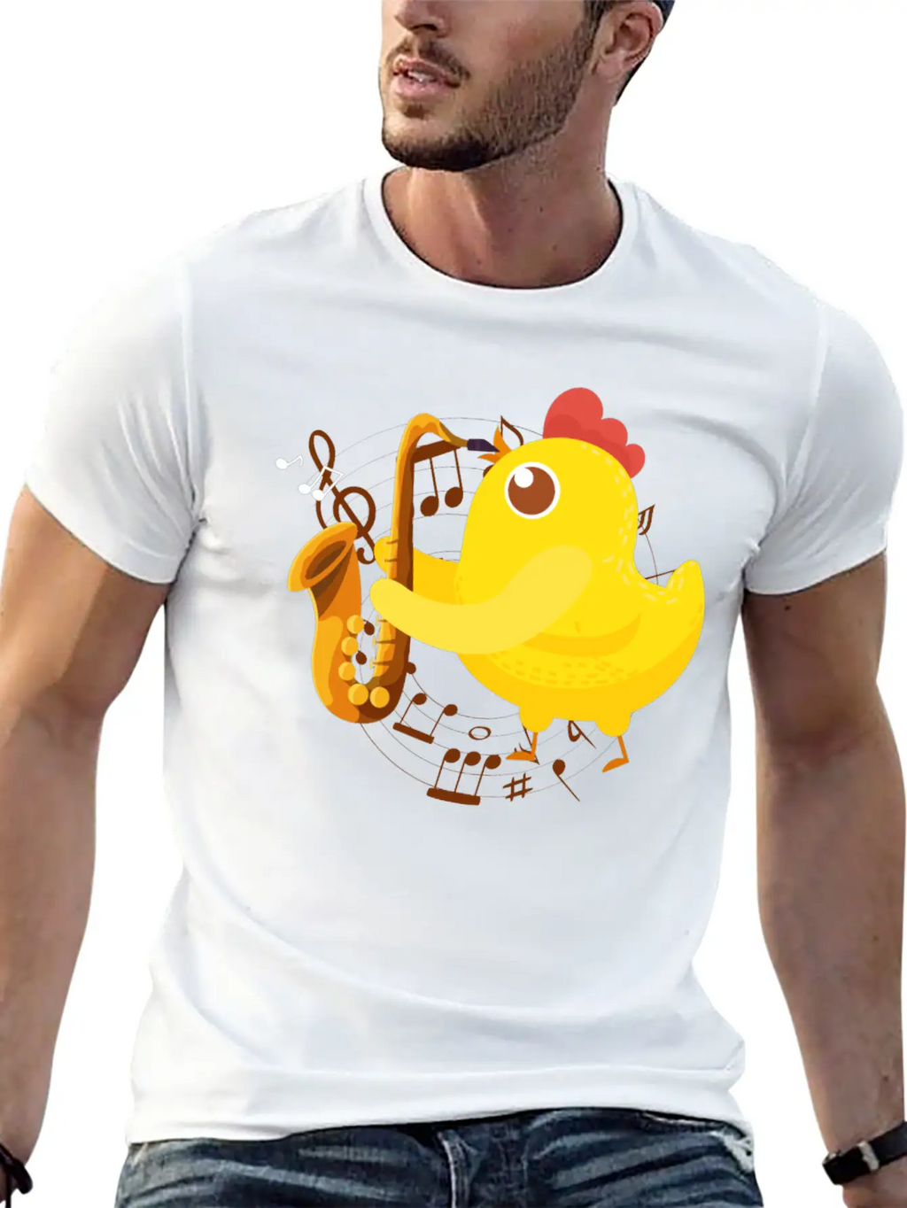 Saxophone Girl Chicken Saxophone Classic Cotton Tee – Unisex Comfort For Any Season