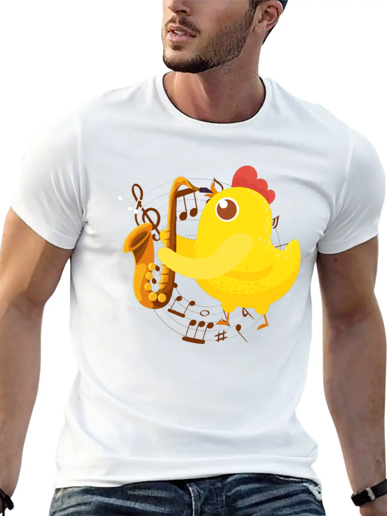 Saxophone Girl Chicken Saxophone Classic Cotton Tee – Unisex Comfort For Any Season