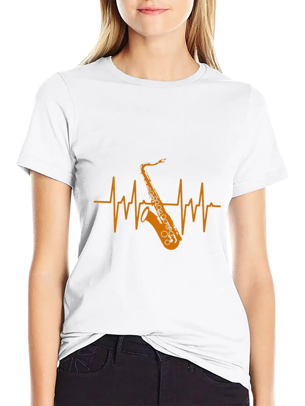 Saxophone Heartbeat Breathable Soft Cotton T-Shirt – Timeless Casual Look
