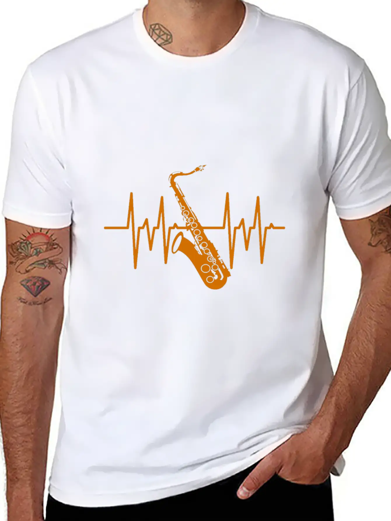 Saxophone Heartbeat Breathable Soft Cotton T-Shirt – Timeless Casual Look