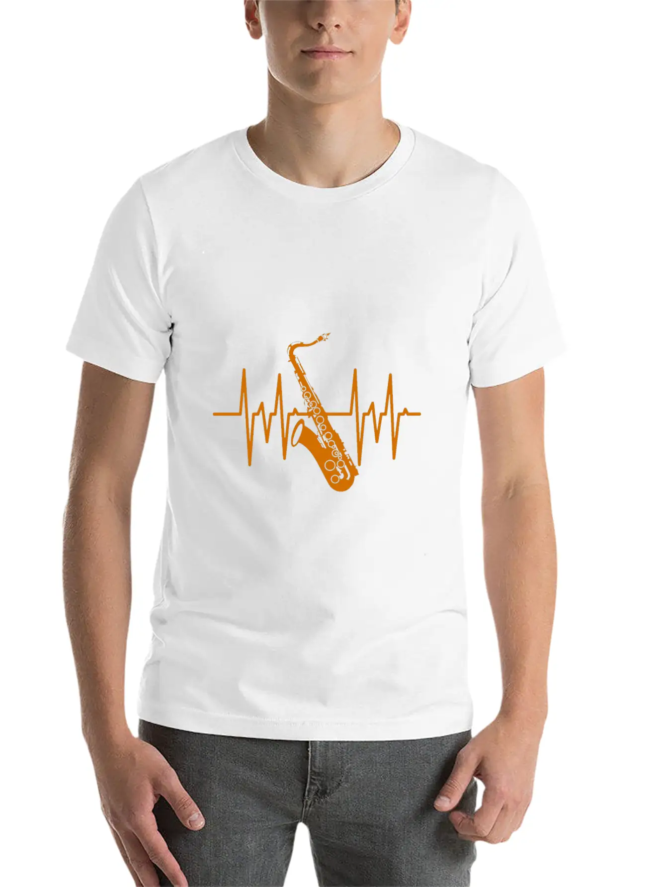 Saxophone Heartbeat Breathable Soft Cotton T-Shirt – Timeless Casual Look