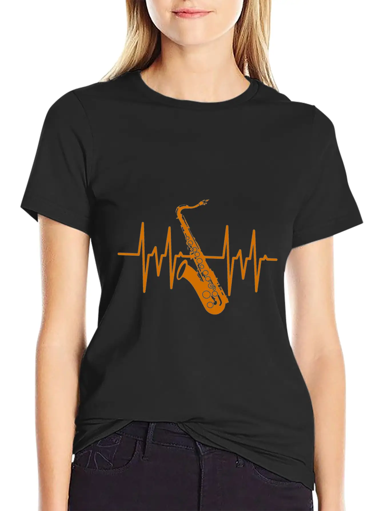 Saxophone Heartbeat Breathable Soft Cotton T-Shirt – Timeless Casual Look