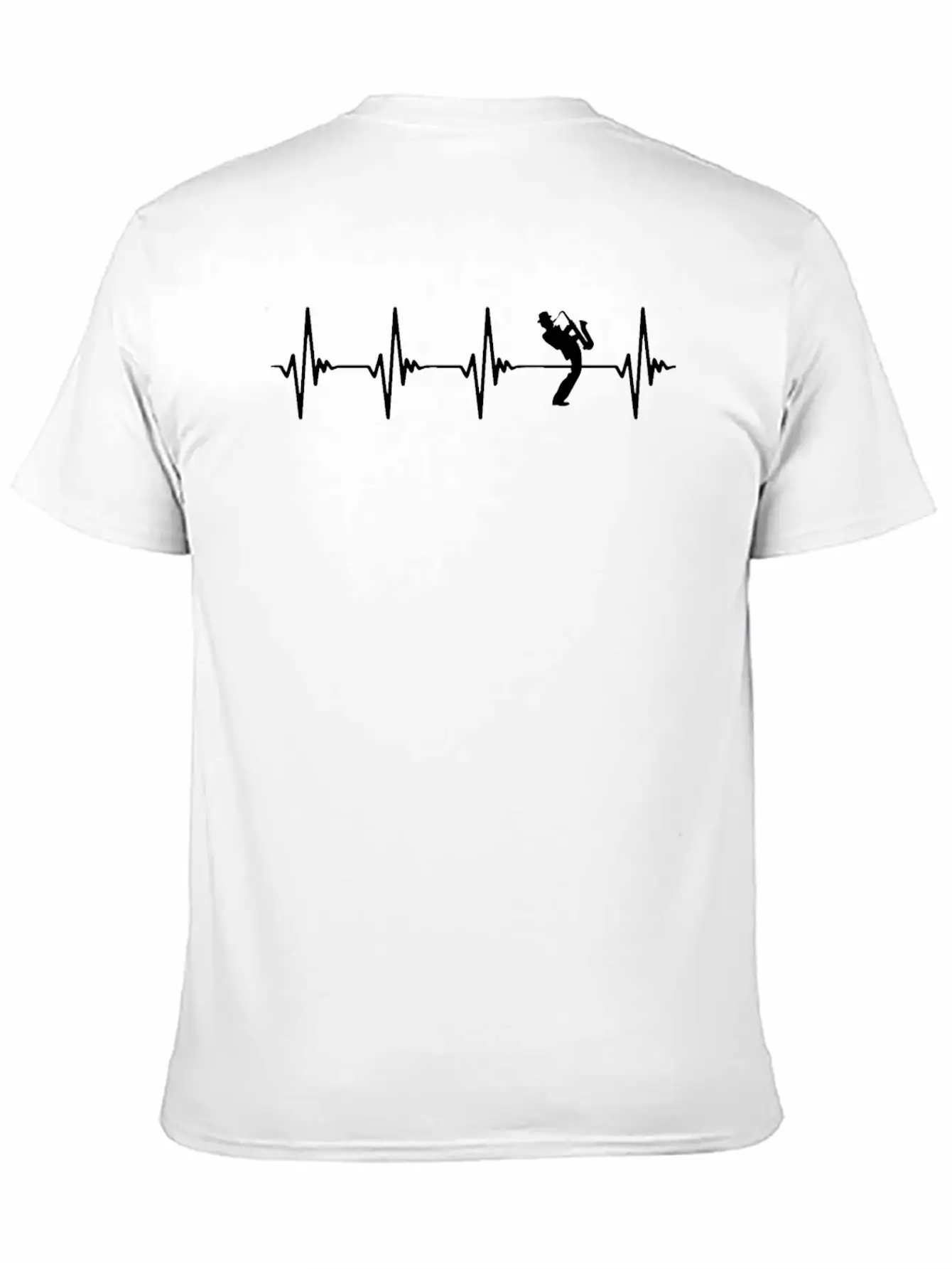 Saxophone Heartbeat White Basic Graphic T-Shirt – Daily Comfort In Soft Cotton