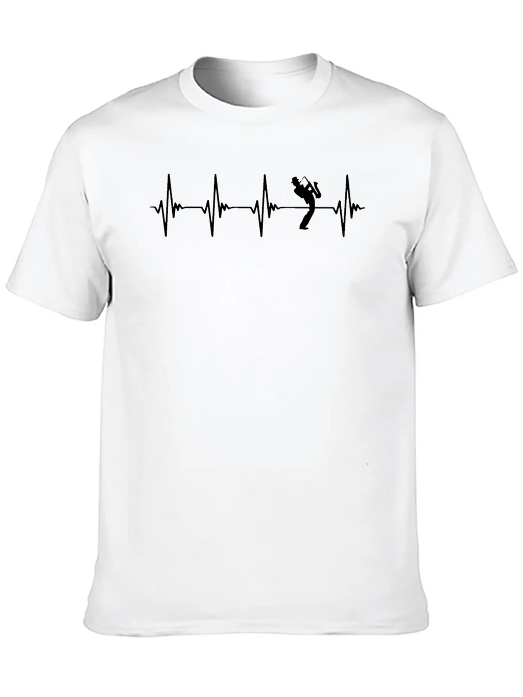 Saxophone Heartbeat White Basic Graphic T-Shirt – Daily Comfort In Soft Cotton