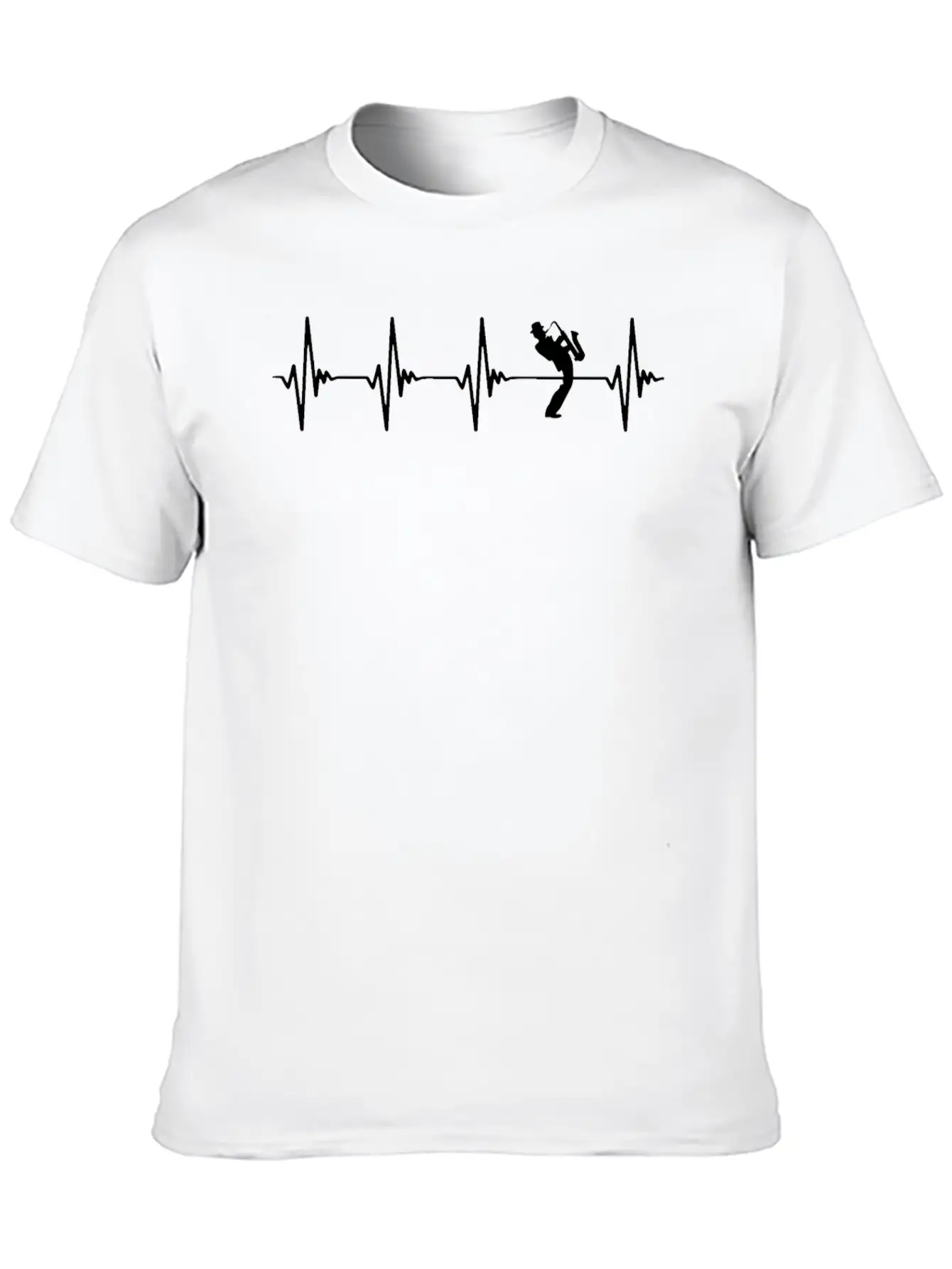 Saxophone Heartbeat White Basic Graphic T-Shirt – Daily Comfort In Soft Cotton
