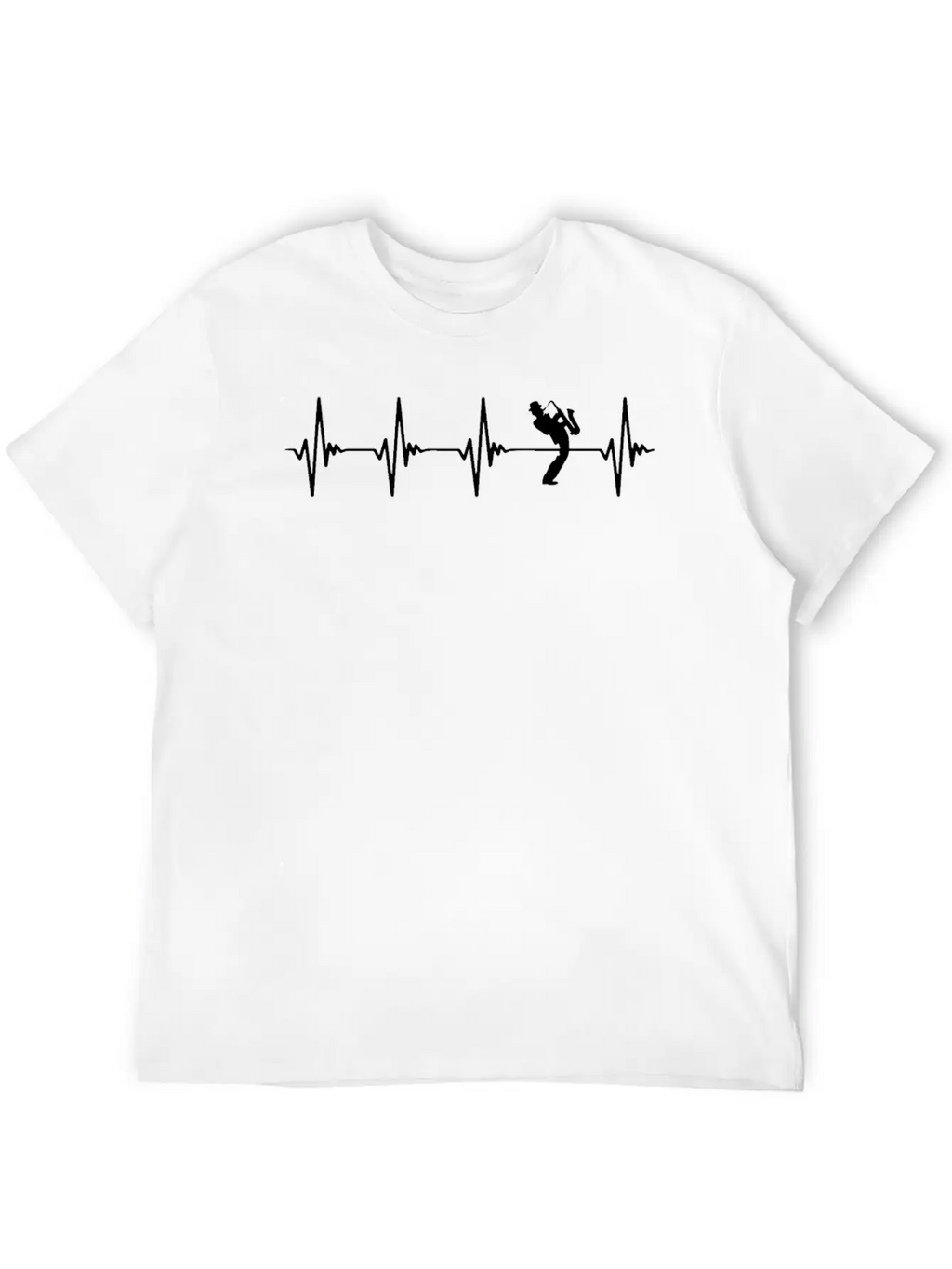 Saxophone Heartbeat White Basic Graphic T-Shirt – Daily Comfort In Soft Cotton
