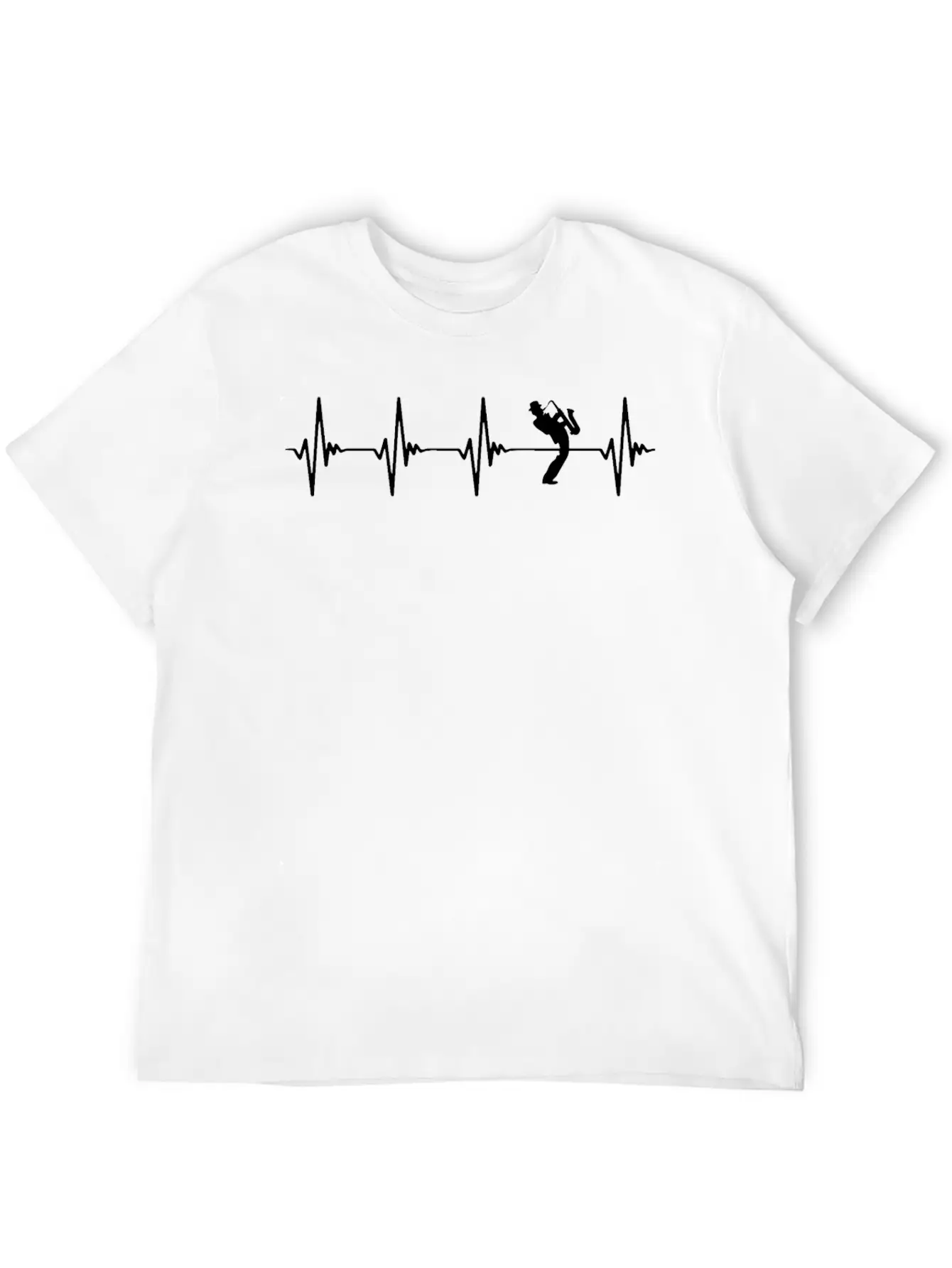 Saxophone Heartbeat White Basic Graphic T-Shirt – Daily Comfort In Soft Cotton
