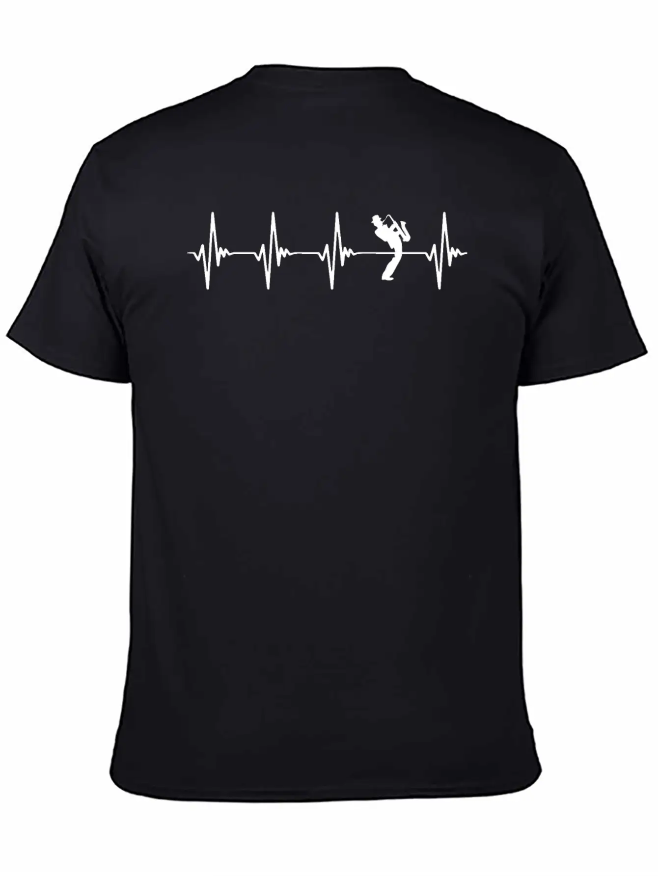 Saxophone Heartbeat White Basic Graphic T-Shirt – Daily Comfort In Soft Cotton
