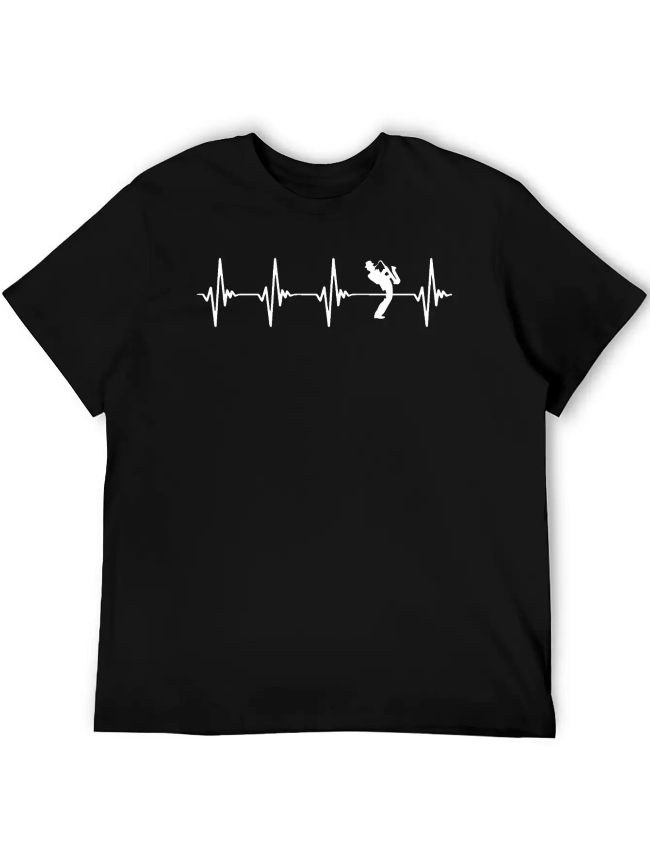 Saxophone Heartbeat White Basic Graphic T-Shirt – Daily Comfort In Soft Cotton