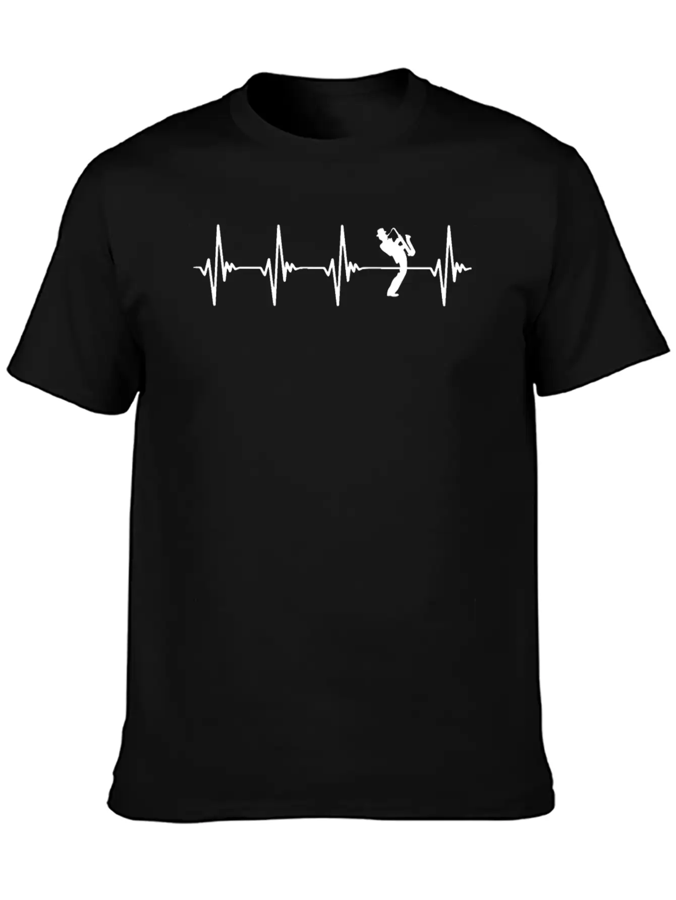 Saxophone Heartbeat White Basic Graphic T-Shirt – Daily Comfort In Soft Cotton