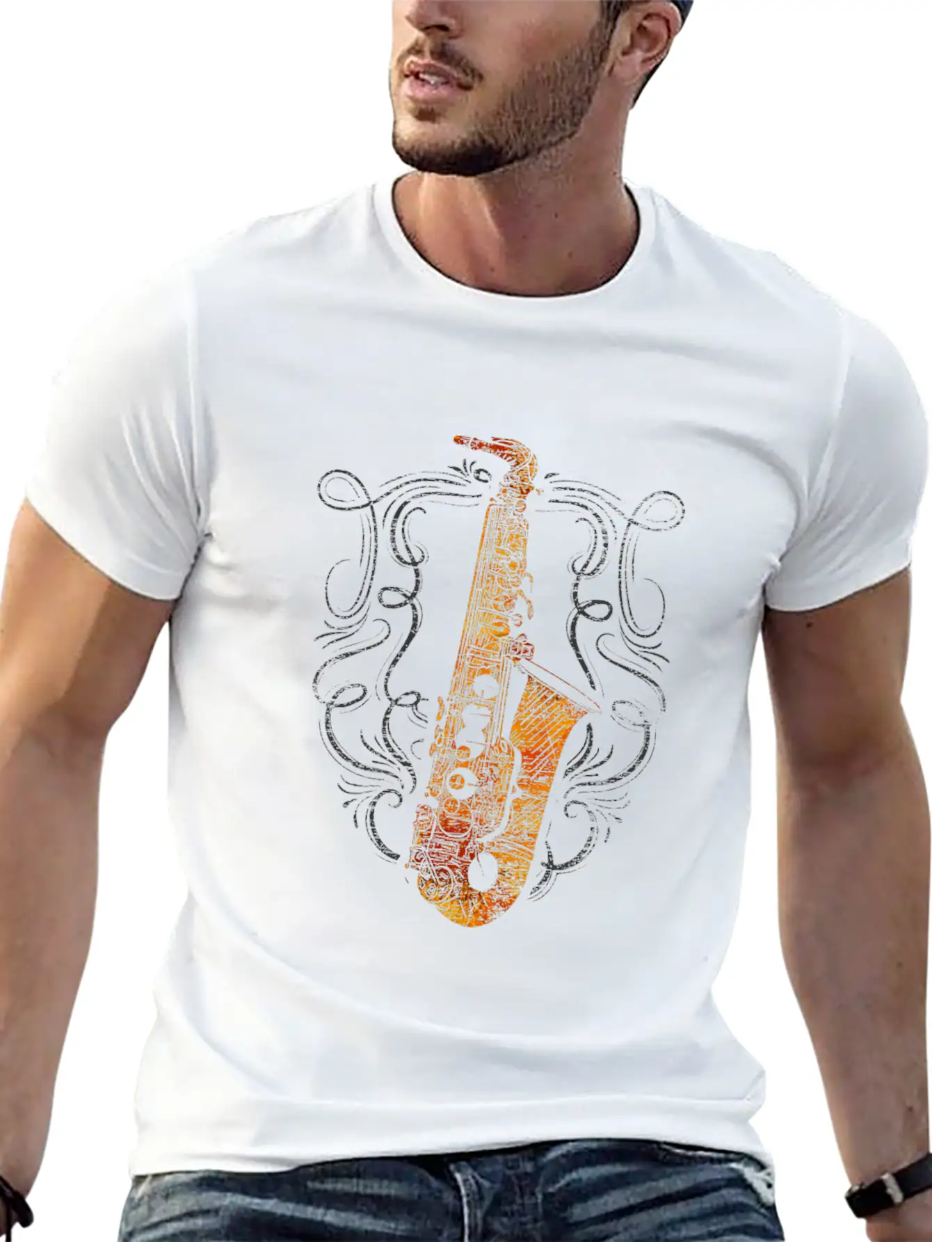 Saxophone Musician Breathable Soft Cotton T-Shirt – Timeless Casual Look