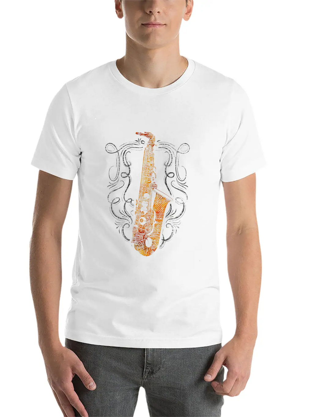 Saxophone Musician Breathable Soft Cotton T-Shirt – Timeless Casual Look