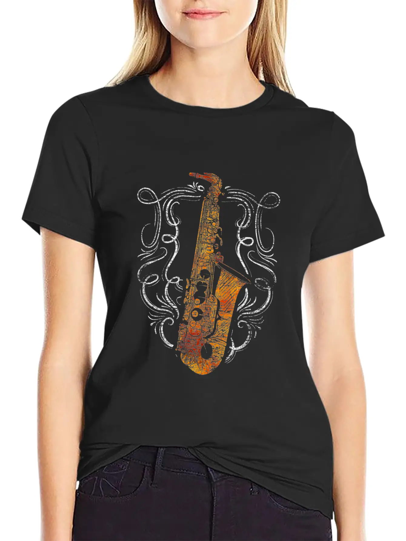 Saxophone Musician Breathable Soft Cotton T-Shirt – Timeless Casual Look