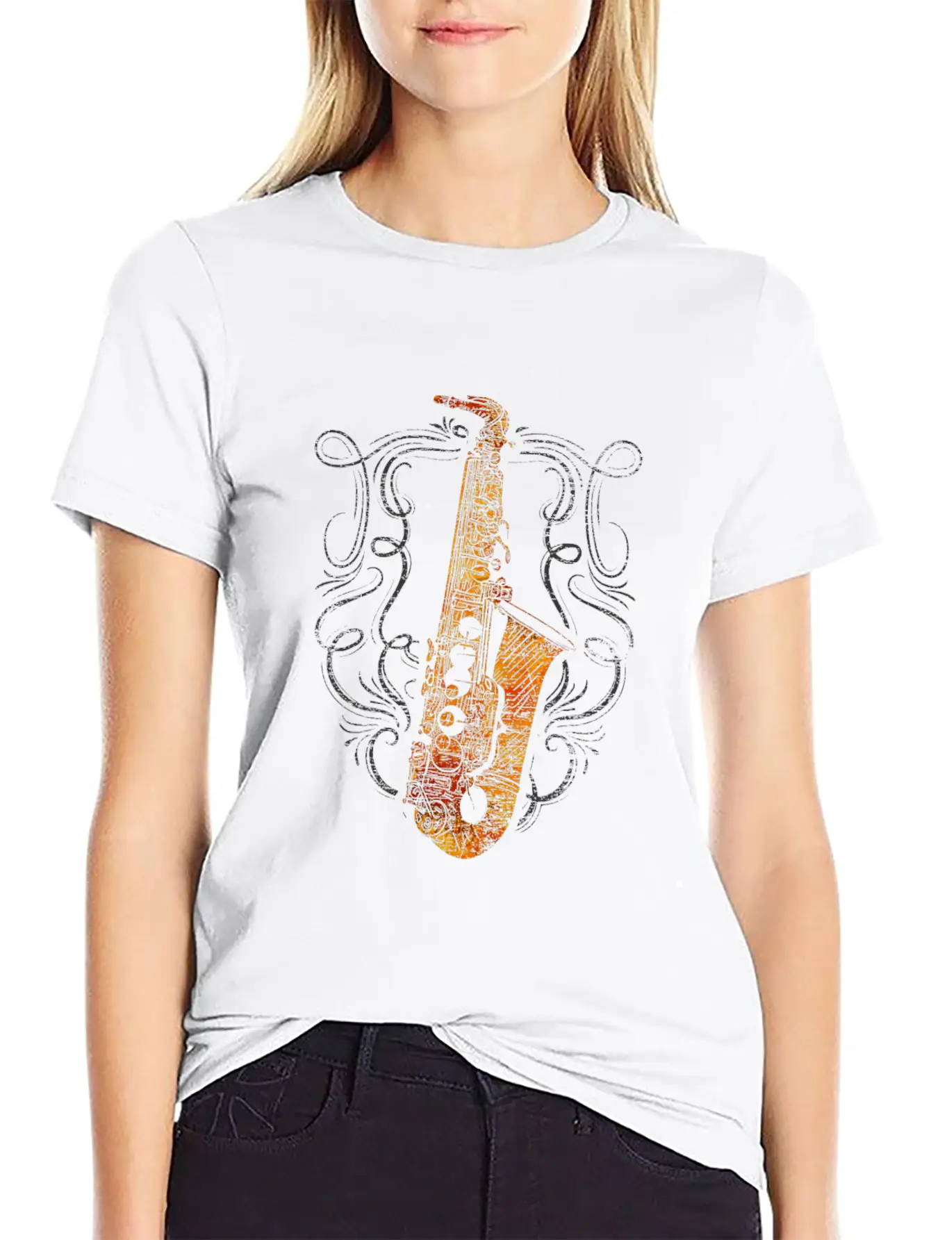 Saxophone Musician Breathable Soft Cotton T-Shirt – Timeless Casual Look