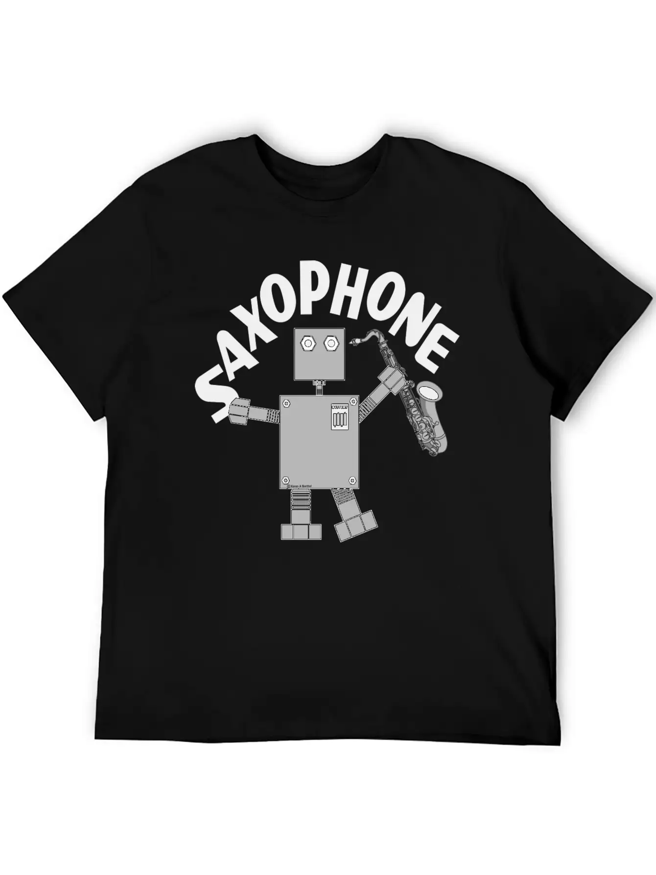 Saxophone Robot Text Breathable Soft Cotton T-Shirt – Timeless Casual Look