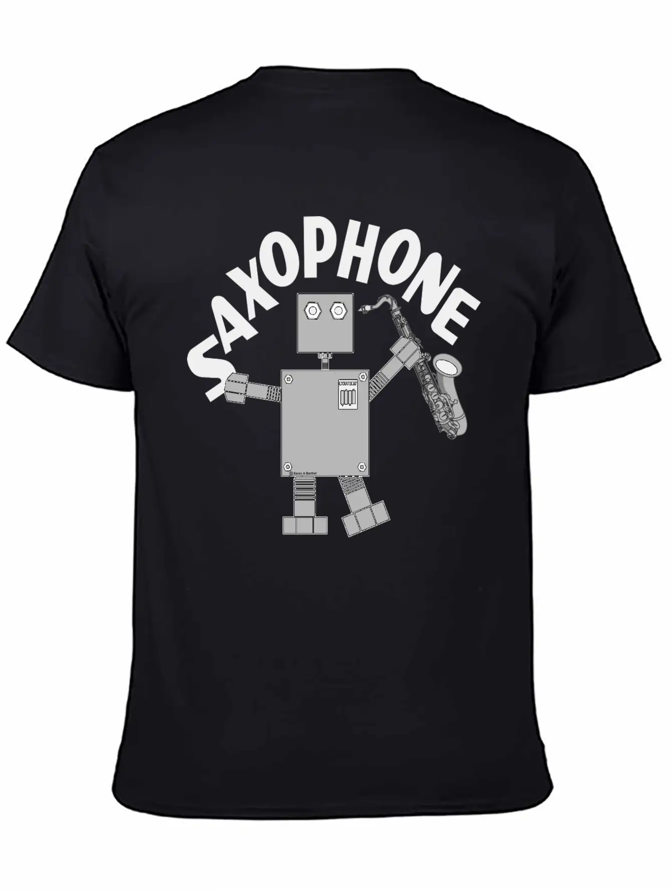 Saxophone Robot Text Breathable Soft Cotton T-Shirt – Timeless Casual Look