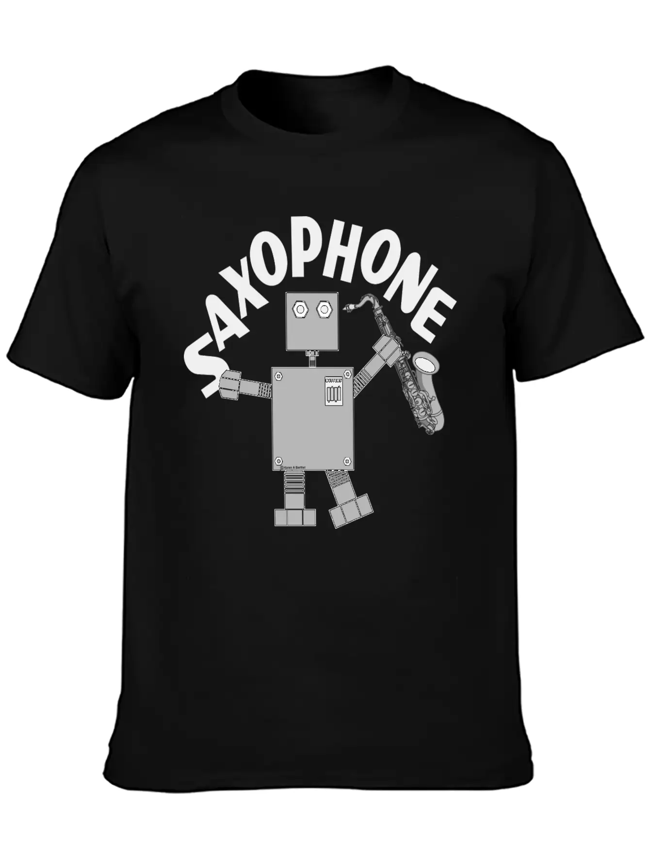 Saxophone Robot Text Breathable Soft Cotton T-Shirt – Timeless Casual Look
