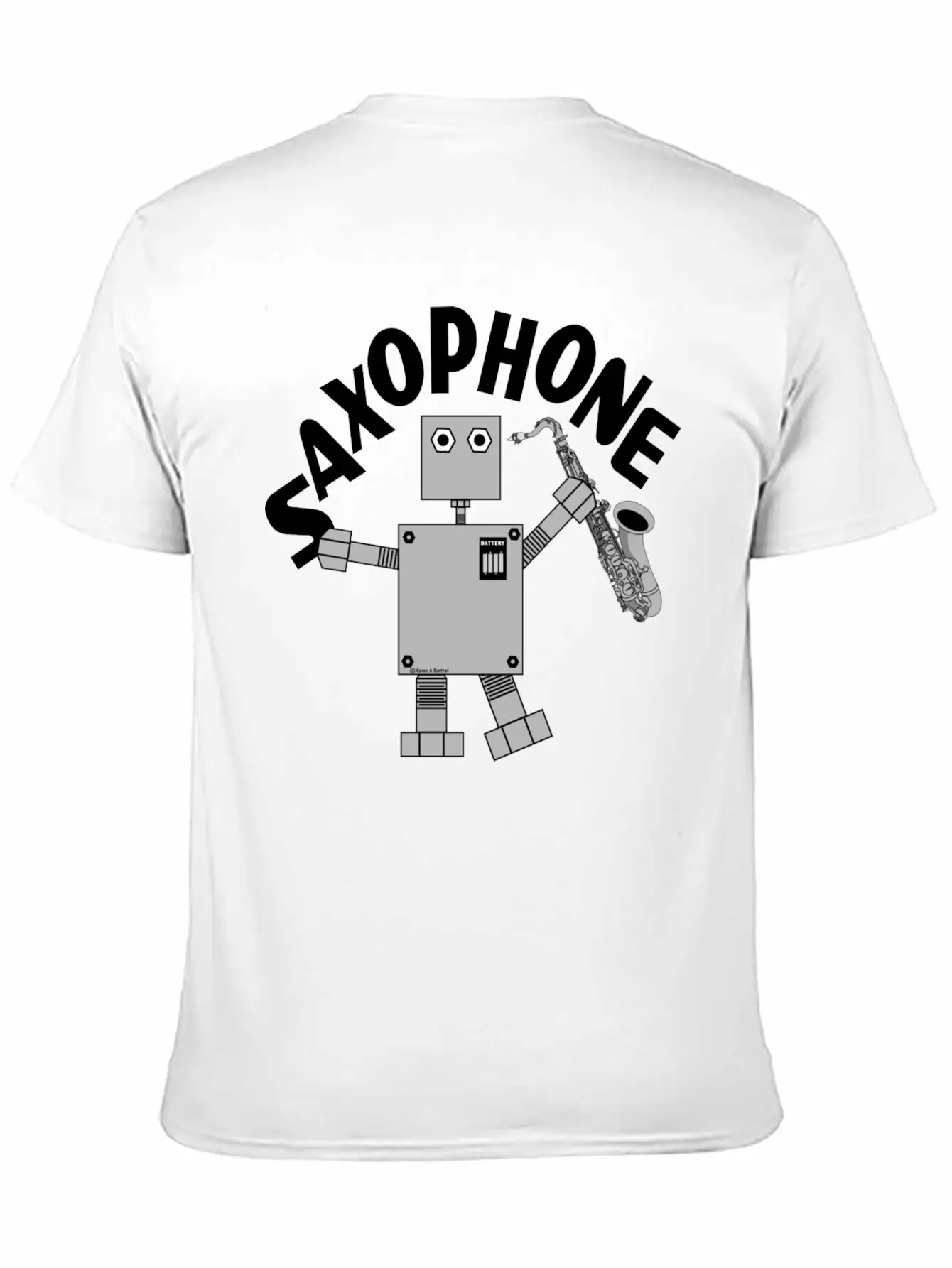 Saxophone Robot Text Breathable Soft Cotton T-Shirt – Timeless Casual Look