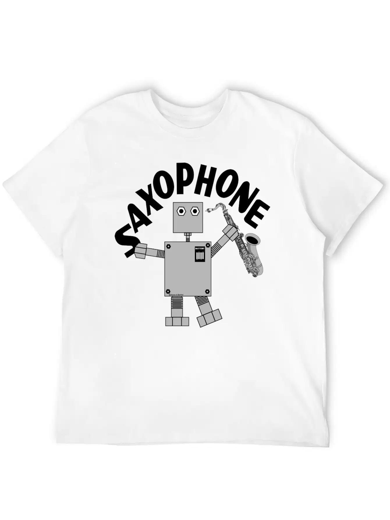 Saxophone Robot Text Breathable Soft Cotton T-Shirt – Timeless Casual Look