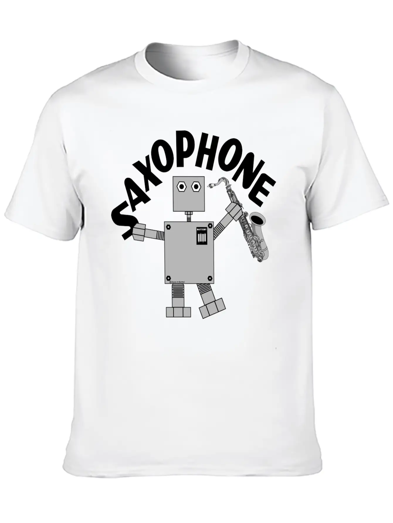 Saxophone Robot Text Breathable Soft Cotton T-Shirt – Timeless Casual Look