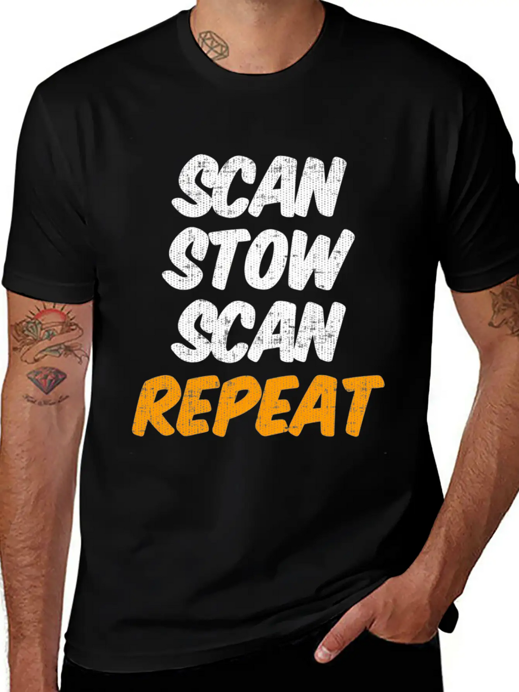 Scan Stow Scan Repeat Breathable Graphic T-Shirt – Perfect For Casual Days