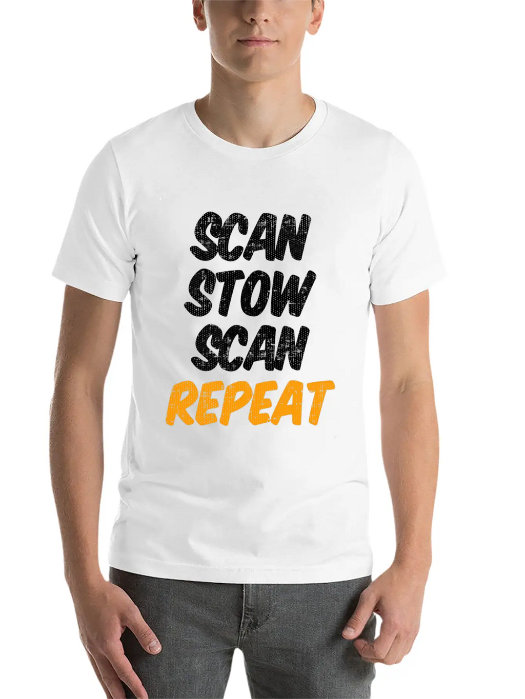 Scan Stow Scan Repeat Breathable Graphic T-Shirt – Perfect For Casual Days