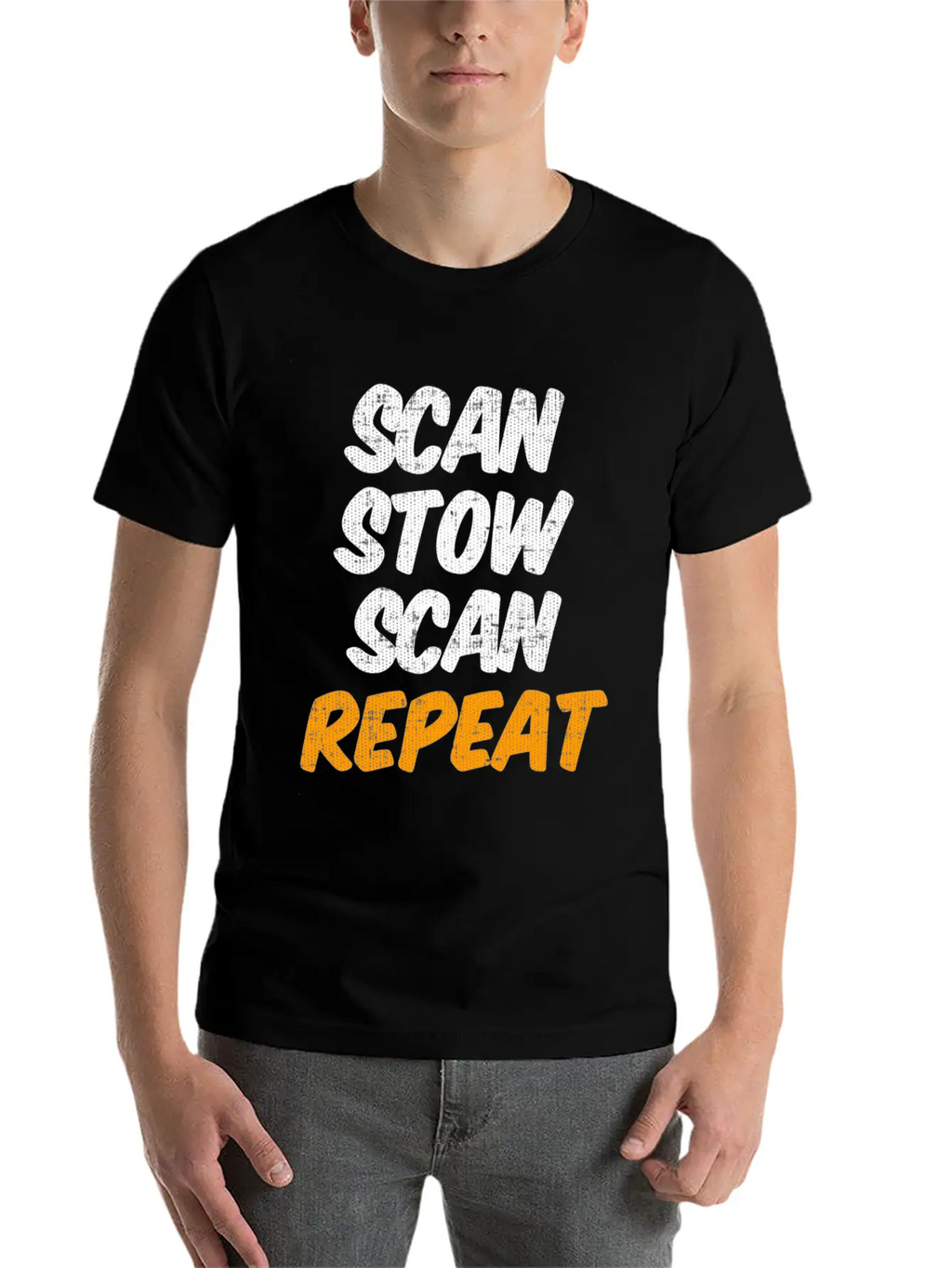 Scan Stow Scan Repeat Breathable Graphic T-Shirt – Perfect For Casual Days