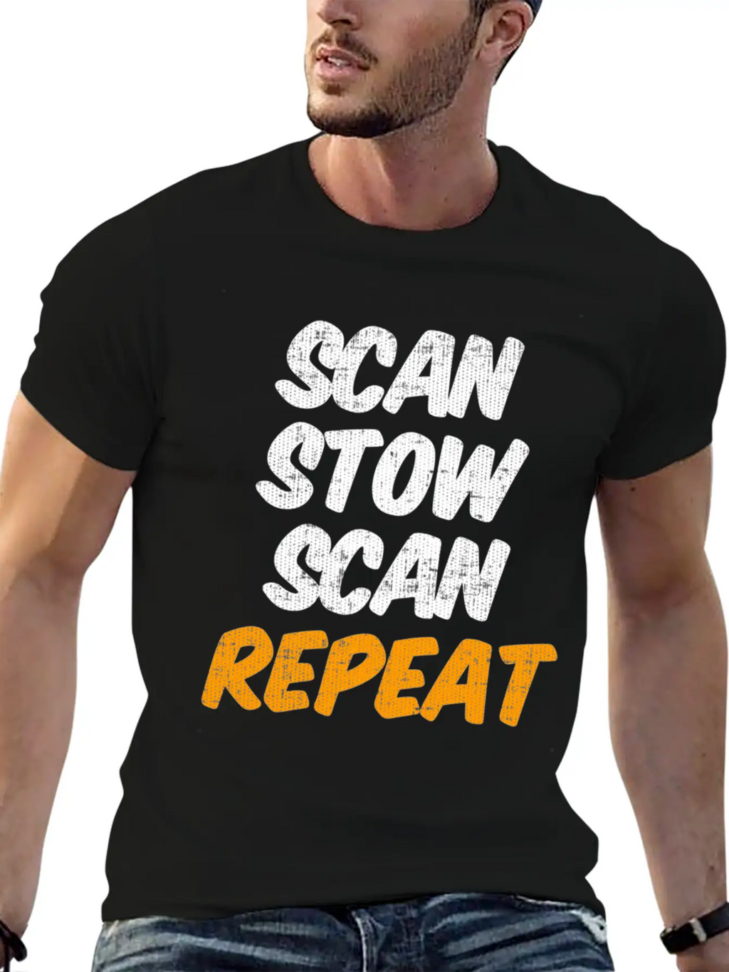 Scan Stow Scan Repeat Breathable Graphic T-Shirt – Perfect For Casual Days