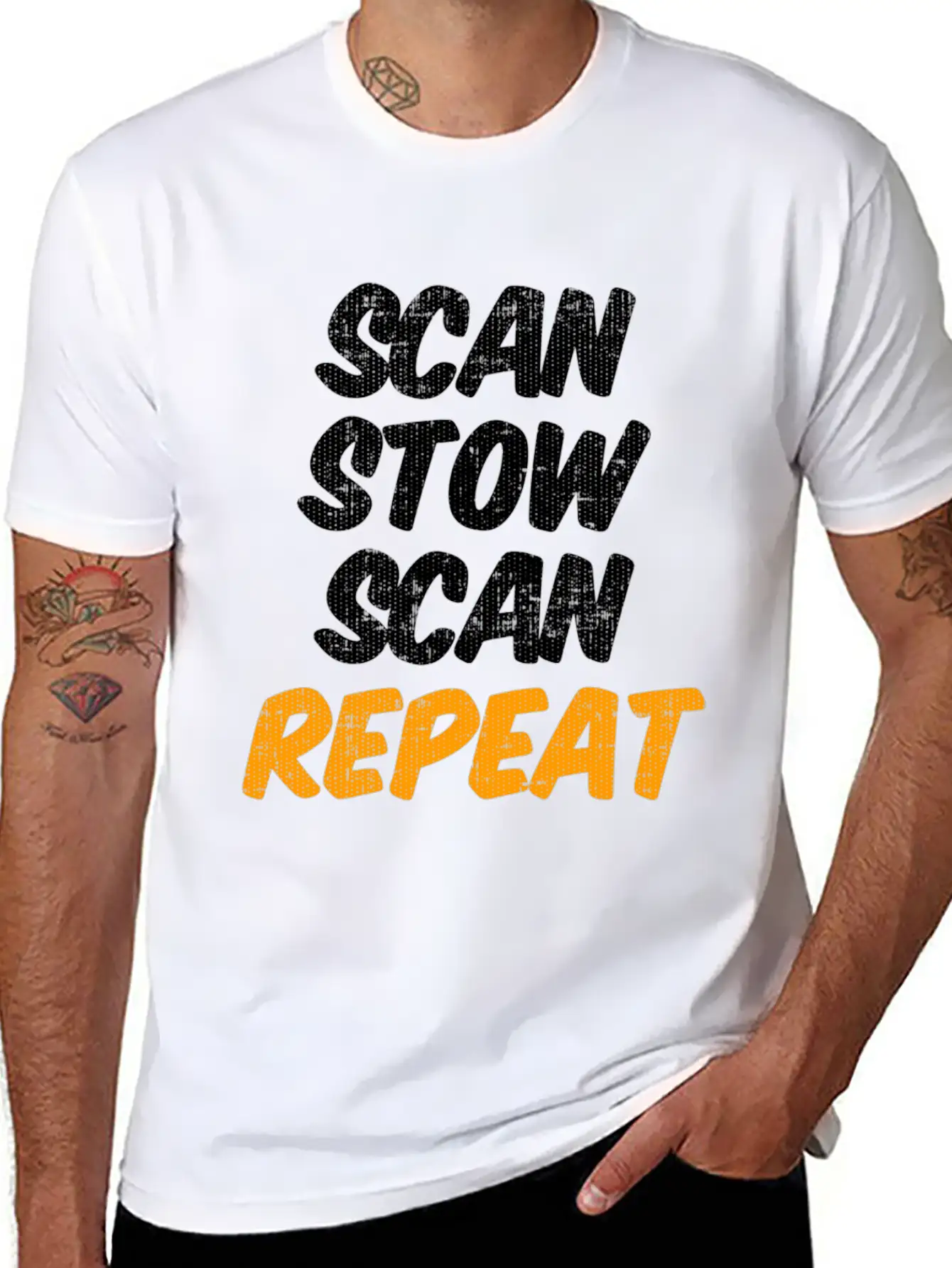 Scan Stow Scan Repeat Breathable Graphic T-Shirt – Perfect For Casual Days
