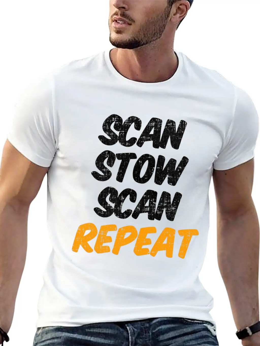 Scan Stow Scan Repeat Breathable Graphic T-Shirt – Perfect For Casual Days