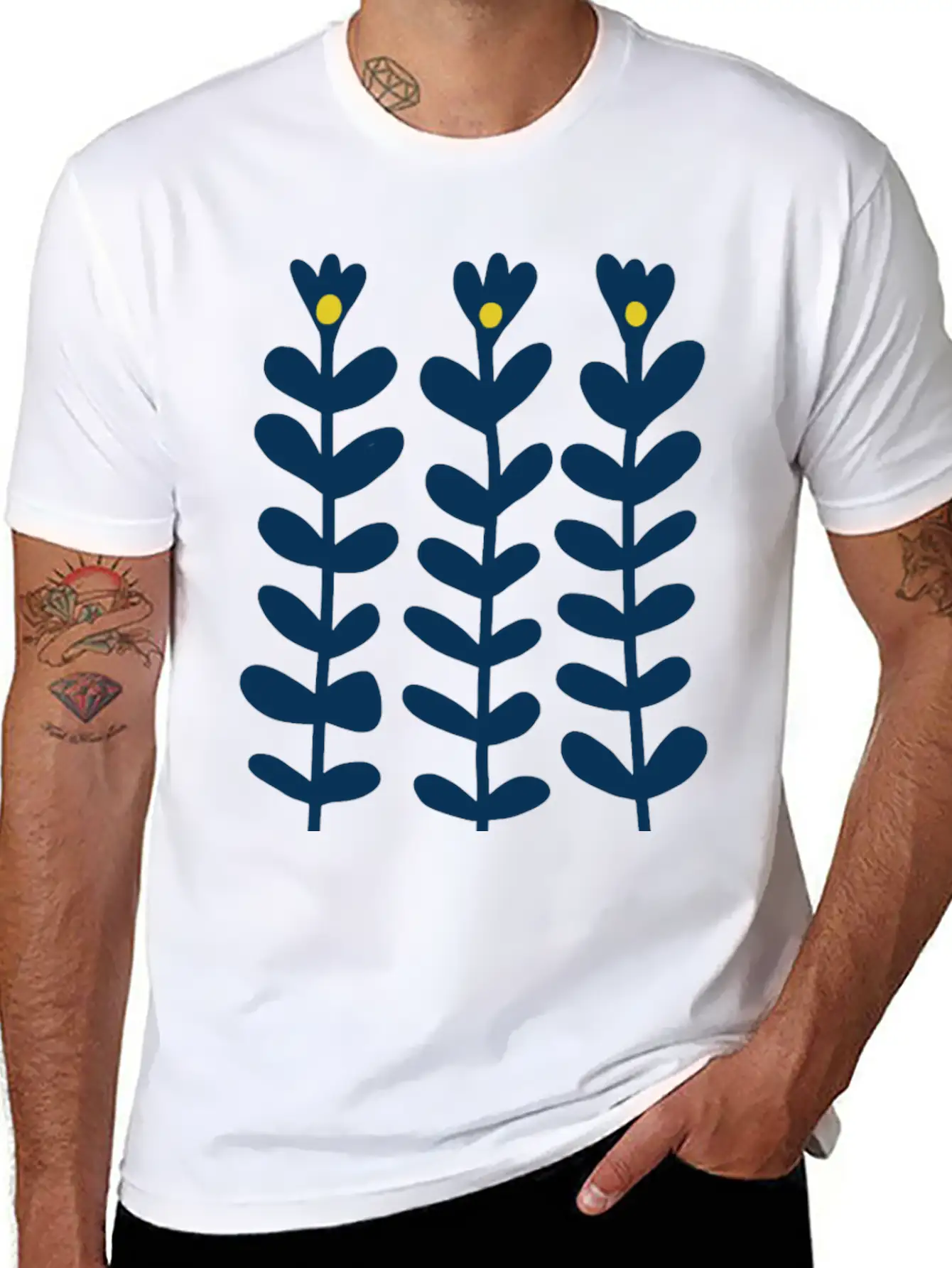 Scandinavian Style Flowers Essential Cotton Tee For Daily Outfits – Unisex Style