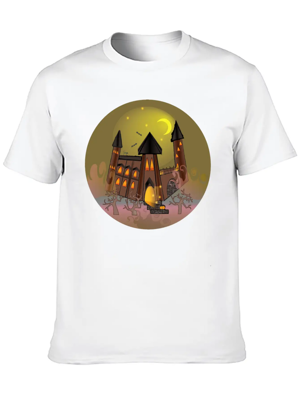 Scary Halloween Witch House And Pumpkin Breathable Soft Cotton T-Shirt – Timeless Casual Look