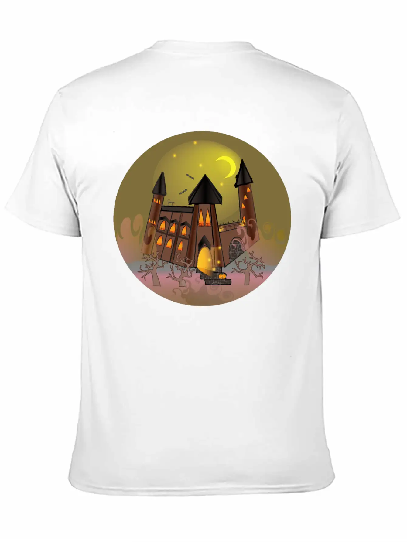 Scary Halloween Witch House And Pumpkin Breathable Soft Cotton T-Shirt – Timeless Casual Look