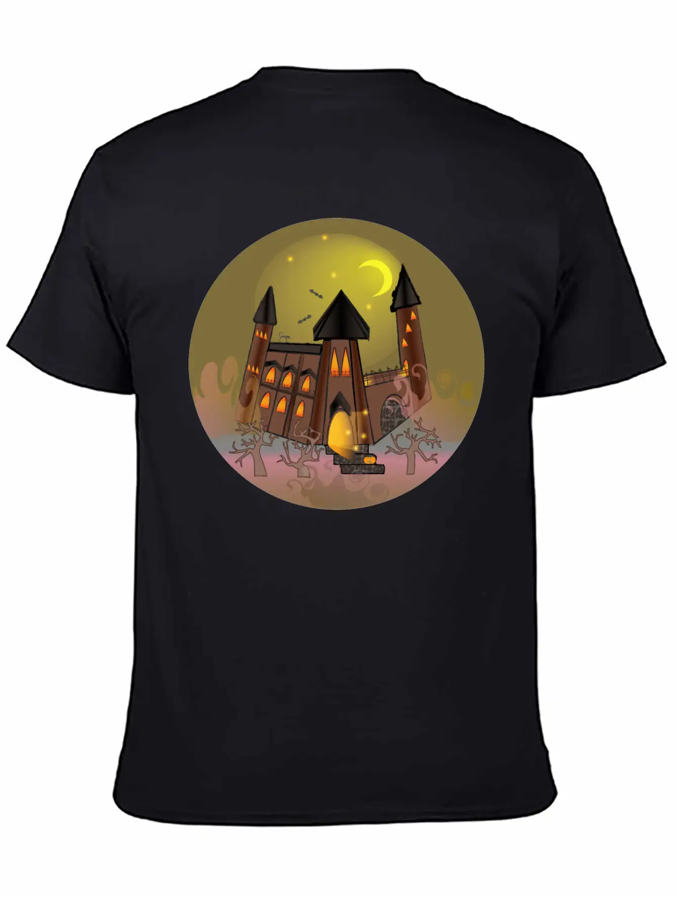 Scary Halloween Witch House And Pumpkin Breathable Soft Cotton T-Shirt – Timeless Casual Look