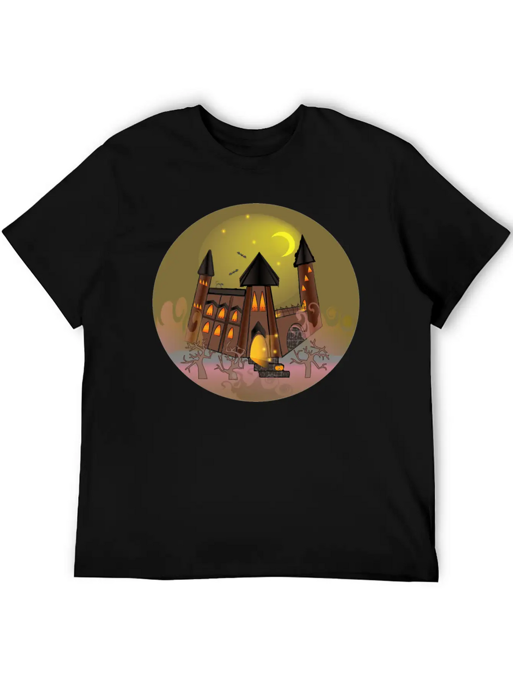 Scary Halloween Witch House And Pumpkin Breathable Soft Cotton T-Shirt – Timeless Casual Look