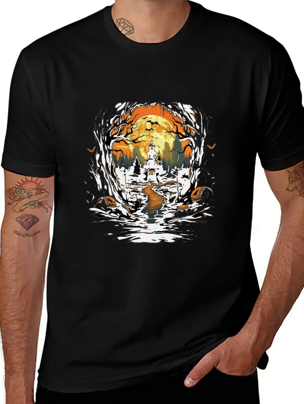 Scary Mood Of Halloween Essential Cotton Tee For Daily Outfits – Unisex Style