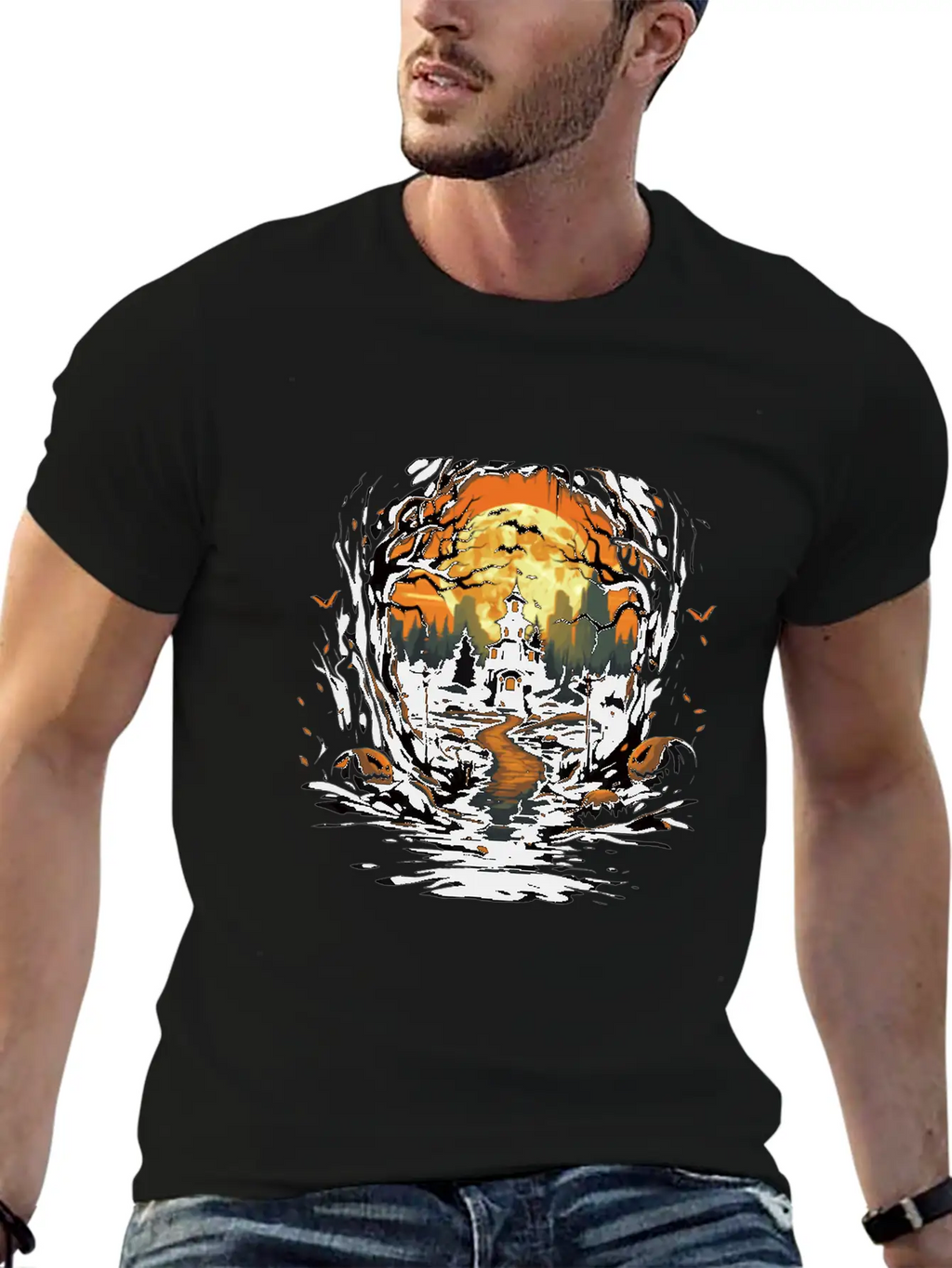 Scary Mood Of Halloween Essential Cotton Tee For Daily Outfits – Unisex Style