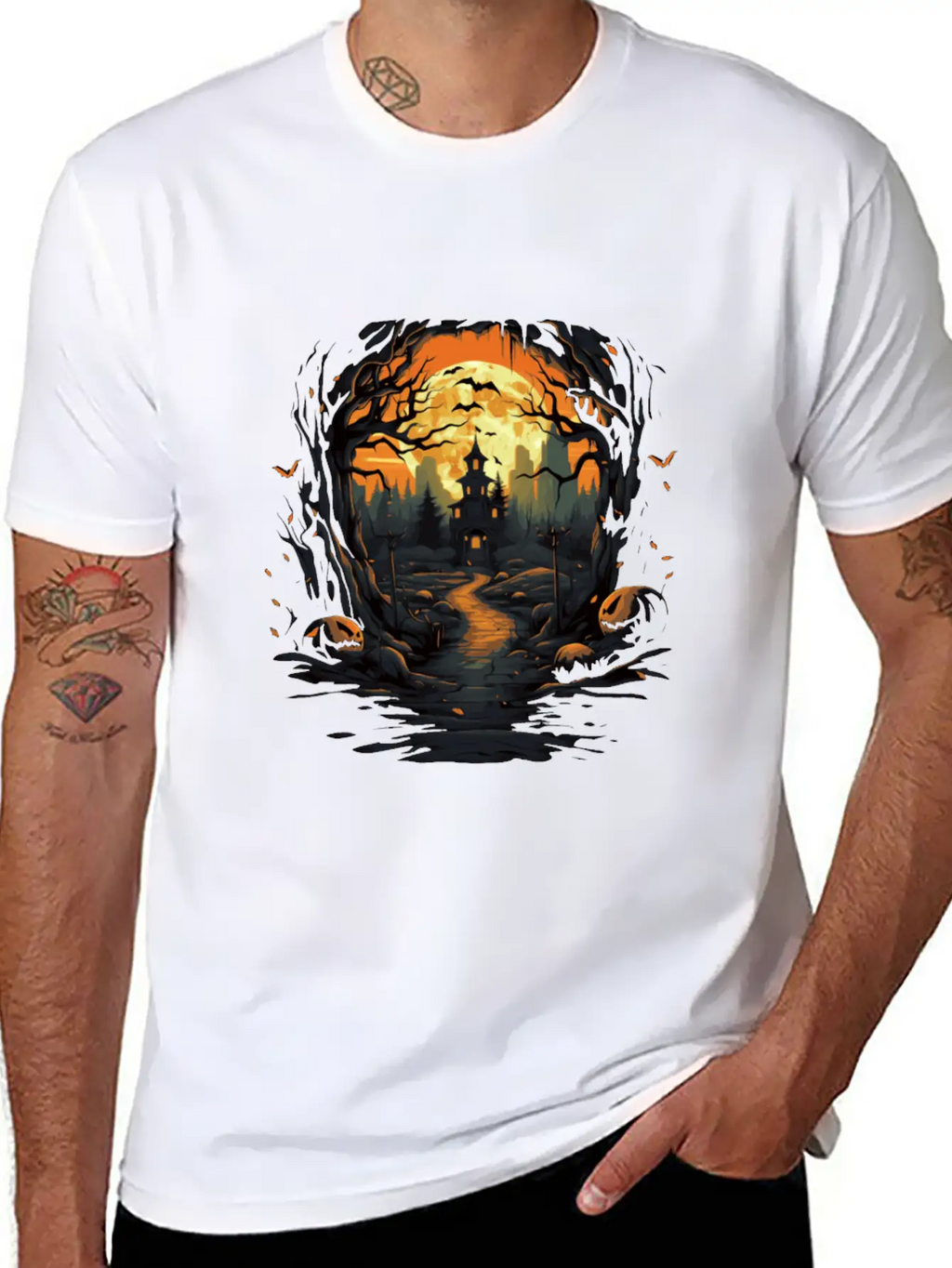 Scary Mood Of Halloween Essential Cotton Tee For Daily Outfits – Unisex Style