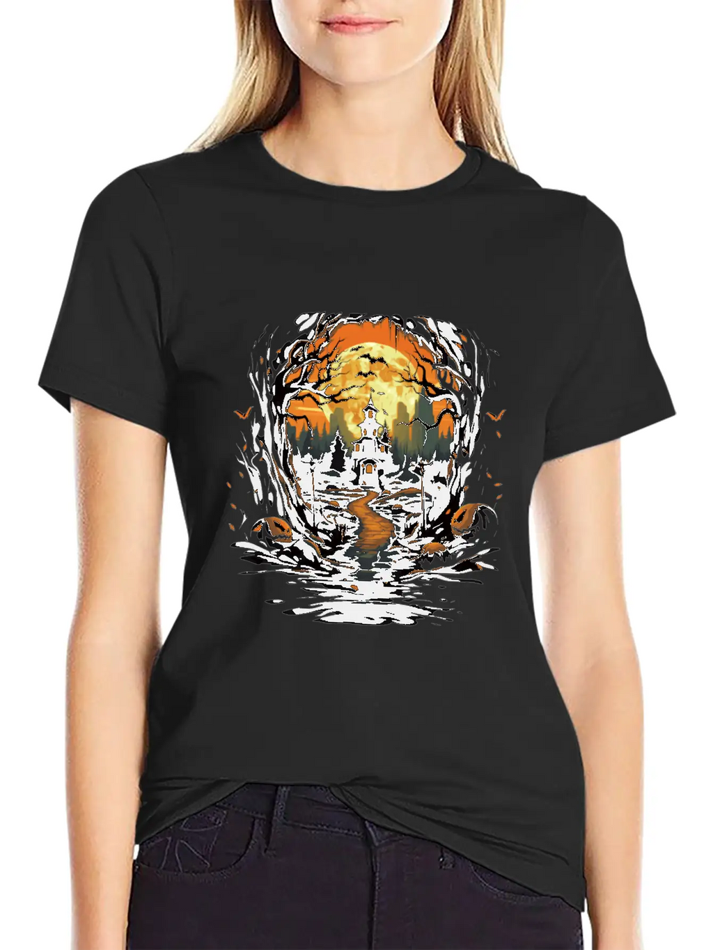 Scary Mood Of Halloween Essential Cotton Tee For Daily Outfits – Unisex Style