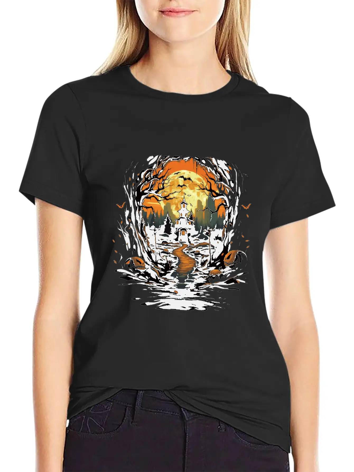 Scary Mood Of Halloween Essential Cotton Tee For Daily Outfits – Unisex Style