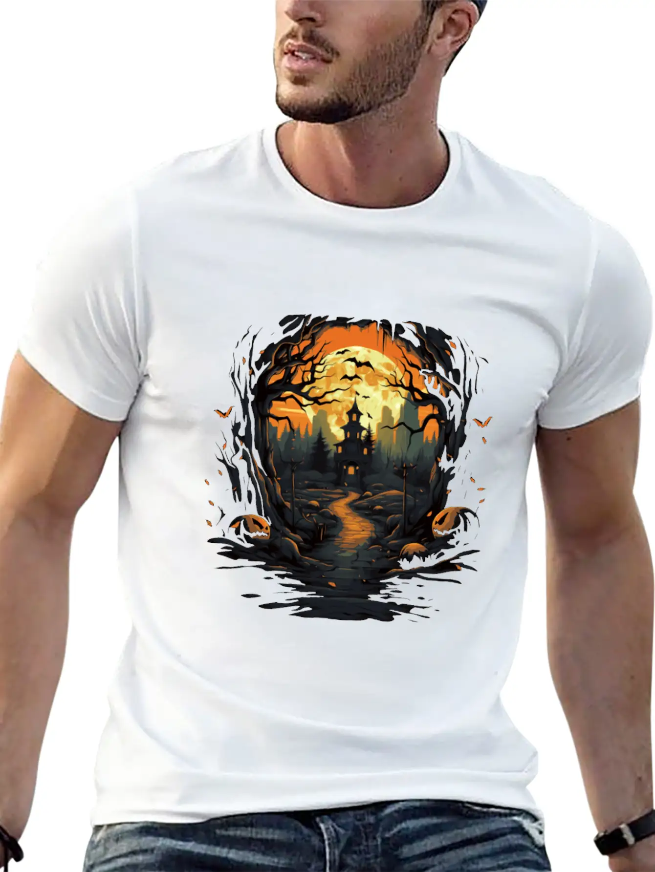 Scary Mood Of Halloween Essential Cotton Tee For Daily Outfits – Unisex Style